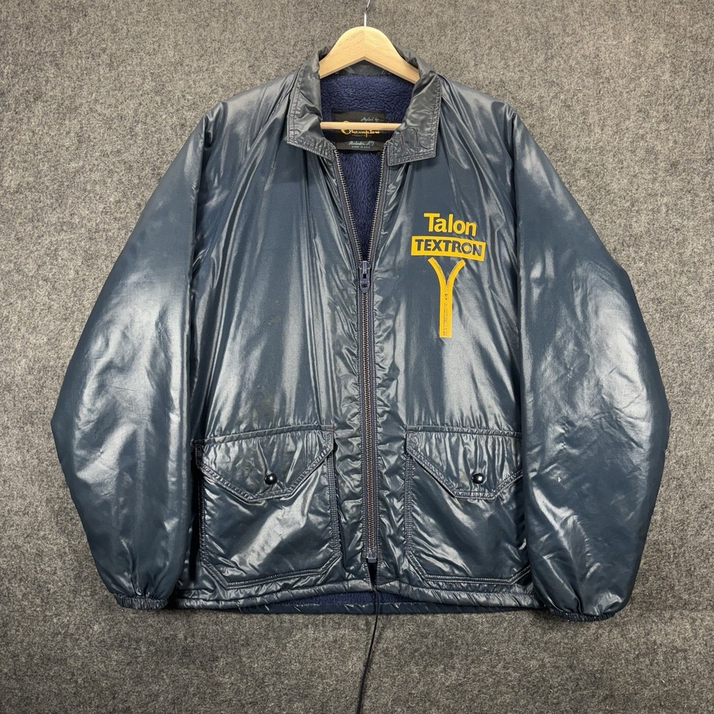 Vintage 1960s Champion Talon Textron Zippers Promo Jacket Blue Yellow USA
